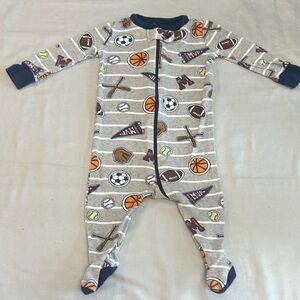 The Children's Place Gray and Blue Sports Footie/sleeper/romper